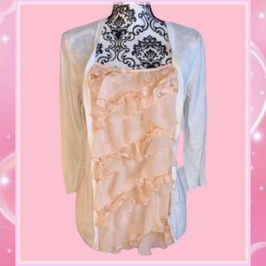 Vintage Ruffle Sheer Coquette Cardigan Top
